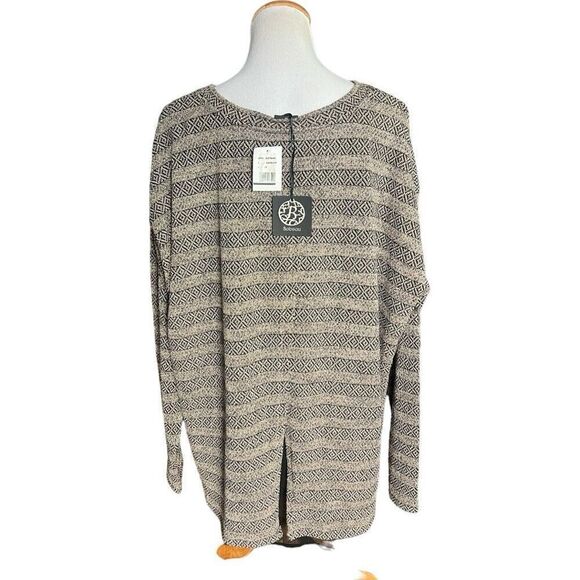 NWT Womens Dillards Bobeau Gold Metallic w Black Underlay Flowy Top Blouse -  3X - Picture 3 of 3